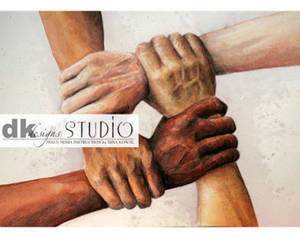 interracial couples holding hands - United - watercolor art print - interracial - intercultural - unity -  immigration