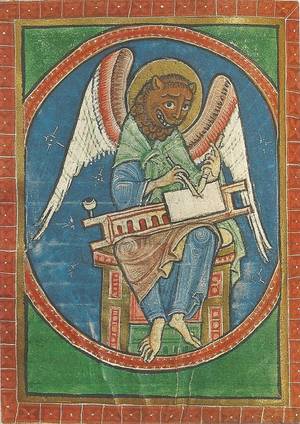 Medieval Furry Porn - Hereford Cathedral Library - 12th century manuscript picturing a symbolic  representation of St Mark The Four