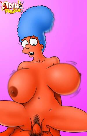 Marge Pussy Porn - Cartoon Marge Simpson petting her pussy while watching porn.