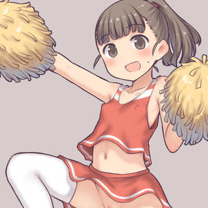 Flat Chested Anime Cheerleader Porn - aaaa (quad-a), original, bad id, bad pixiv id, highres, 1girl, censored,  cheerleader, collarbone, covered erect nipples, flat chest, grey  background, loli, midriff, navel, no panties, open mouth, out-of-frame  censoring, pom pom (cheerleading),
