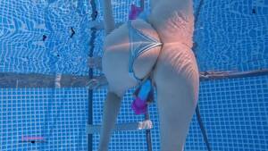 anal toy bikini - My bootyful girlfriend in bikini fucks herself with a dildo toy in the pool