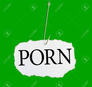 Fish Hooks Cartoon Porn - Stock Photo - Word PORN on a fishing hook on green background