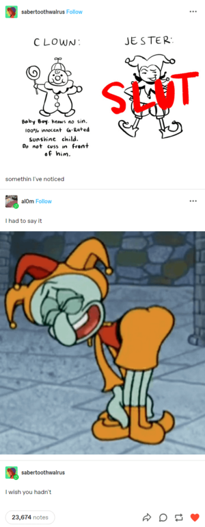 Evil Jester 3d Porn Comic - Clown vs Jester : r/CuratedTumblr