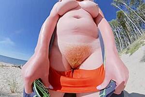 Cum On Hairy Pussy Red - Strangers Cum In My Swimsuit Panties On Public Beach! Risky Big Tits Red  Hairy Pussy Milf