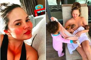 Chrissy Teigen Lesbian Porn - Chrissy Teigen Had The Best Response To People Who Criticized Her  Breastfeeding Photo