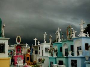 Grave Yard Hispanic - MÃ©rida YucatÃ¡n MÃ©xico main cemetery on a cloudy day.