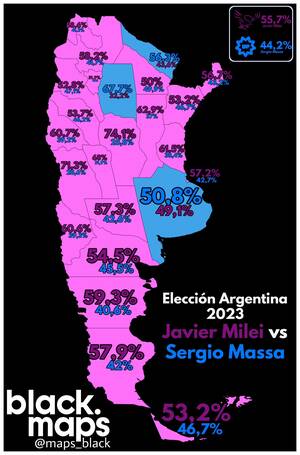 Javier Argentinian - Elections in Argentina. Victory of the liberal candidate Javier Milei :  r/MapPorn