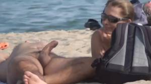 erection at nude beach videos - Amateur wife is touching husband's boner on nude beach VIDEO