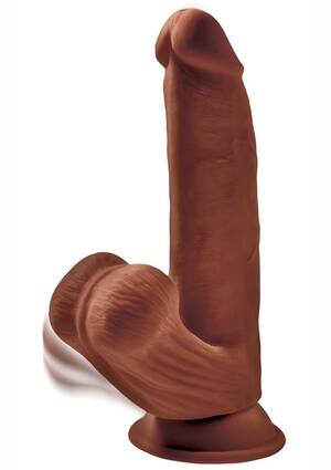 big dildo cock balls - King Cock Plus Triple Density Dildo With Swinging Balls 8in - Chocolate |  TabooAdultToys.com