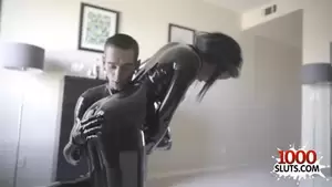 interracial in latex - Interracial couple gets their tight black latex body suits on - Sunporno