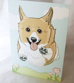 Corgi Porn - Flying Corgi Greeting Card