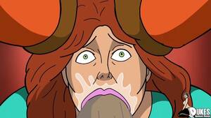 girls sucking big dick cartoon - Cartoon woman with a massive butt is sucking a big, black cock and getting  stuffed with