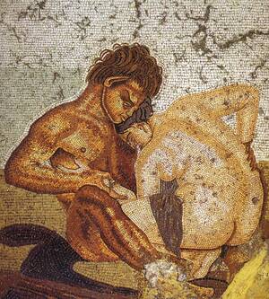 Ancient Roman Couple Porn - Ancient Romans were very fond of decorating the walls of their brothels  with erotic art, though it is not universally agreed upon whether the  frescoes were to arouse the customers or were