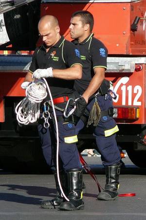 1940s Gay Firefighter Porn - Bomberos de Madrid - Firemen by Oscar in the middle, via Flickr