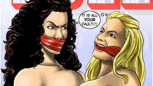 lesbian bdsm cartoon drawing - Girls Duel â€“ Lesbian Bondage Comic | GagTheGirl