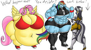 Chubby Porn Rainbow Dash - 107584 - questionable, artist:madnevil, fluttershy (mlp), rainbow dash  (mlp), zecora (mlp), equine, fictional species, mammal, pegasus, pony,  zebra, anthro, comic:diet gum, friendship is magic, hasbro, my little pony,  2016, anthrofied, armband, belly