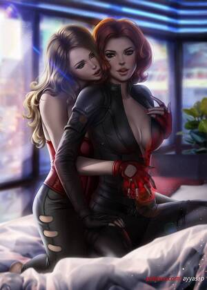 black widow lesbian naked - Rule 34 - 2girls avengers ayyasap black widow (marvel) bodysuit breasts  brown hair cleavage clothing female female only human human only leather  lesbian light-skinned female light skin long hair magic magic user