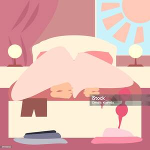 Cartoon Porn Sleeping - Bedroom In The Morning With Couple Under Blanket Cartoon Stock Illustration  - Download Image Now - iStock