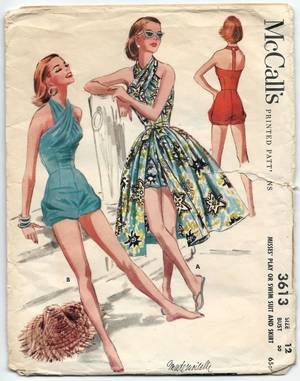 1950s Clothing Porn - 1950s Vintage Sewing Pattern McCalls 3613 Bubble Romper Bathing Swim Suit