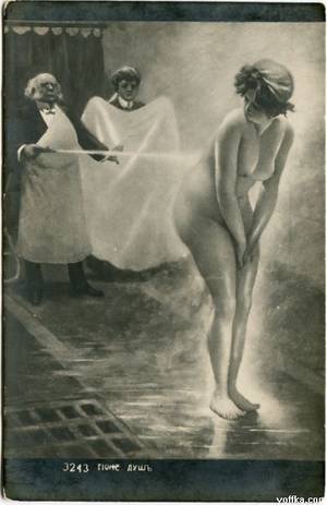 erotica vintage nude color slides - Hose off ~ vintage erotic postcard via