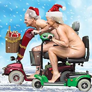 cartoon christmas naked - Christmas Card Funny Naked Nude Seniors Racing Naughty Xmas
