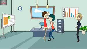 anime femdom videos - Anime Ballbusting In Office