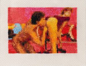 high kick antique pornography - Artist Leah Emery Cross-Stitches Scenes From Vintage Pornography | HuffPost  Entertainment