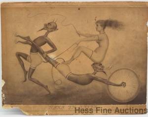 1890s Women - Rare 1890s Nana En Enfer French Girl in Hell Valarcher Devil Chariot Whip  Porn