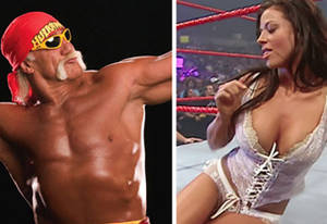 Male Wrestling - REPLAY GALLERY; Hulk Hogan flexing and Candice Michelle looking sexy in  lingerie.