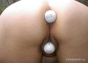 golf ball - golf ball in her pussy and ass