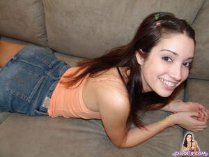 18 Year Old Pussy On Couch - Cute tiny titted eighteen year old drops panties to spread pussy - Pichunter