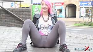hentai public sluts - Pink hair slut flashing in public
