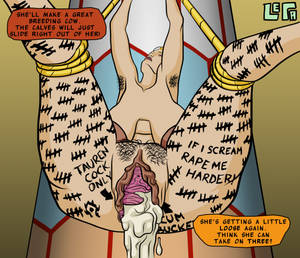 gang bang gaping pussy - ass big_breasts body_writing bondage breasts cum cum_in_pussy cum_inside  dialog erection fat female forced gangbang gaping_pussy huge_areolas