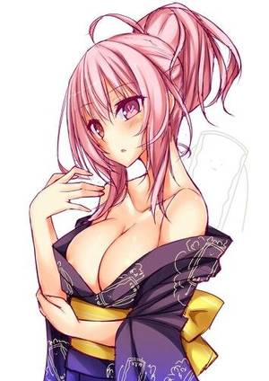 kimono girl hentai - suterii mirei-san areola cleavage no bra yukata