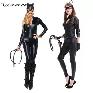 Asian Lesbian Cosplay Movies - Adult Women Cat Women Cosplay Costumes Sexy Black Synthetic Leather Catsuit  Jumpsuit With Whip Cosplay Halloween Fancy Dress - Cosplay Costumes -  AliExpress