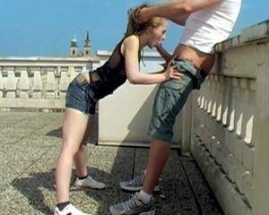 interracial public gallery - Public blowjob interracial Hot . Porn pictures.