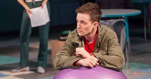 Hot In Cleveland Joy Porn - Judy (Amy Blackman) and Christopher Boone (Nick LaMedica) with an ensemble  member (background Dathan B. Williams) in The Curious Incident of the Dog  in the ...