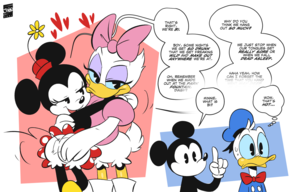 Minnie Mouse Lesbian Porn - 274922 - suggestive, artist:joaoppereiraus, daisy duck (disney), donald  duck (disney), mickey mouse (disney), minnie mouse (disney), bird, duck,  mammal, mouse, rodent, waterfowl, anthro, disney, mickey and friends,  announcement, arms around shoulders .