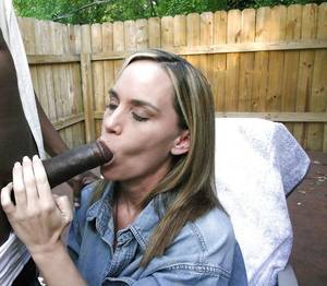 blonde interracial oral sex - Slut Blonde Oral Sex with BBC in the Backyard