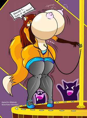 growth expansion huge nipples tits - e621 anthro big_breasts breasts butt canine clothing dancing expansion  female fox foxmaster5 growth hi_res huge_breasts hyper