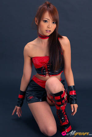 Japan Red Black Latex Porn - Momoka Narushima Asian looks best in red and black latex outfit