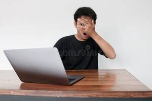 Asian Hand Porn - Young Asian Man Hiding His Face with Hand because Shocked and Embarrassed  by Some Videos or Another Forbidden Thing he Saw on Stock Photo - Image of  personality, internet: 204138296