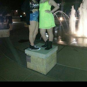 Leila Swan Sexy Legs - Dresses & Skirts - The happy bra , and also thr lime green dress