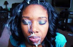 casual facial cumshot - ebony, amateur, sexy babe, casual wear, close up, face, hardcore