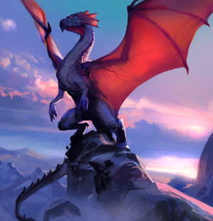 Feral Dragon Porn - 7510 - safe, artist:eli ring, dragon, fictional species, western dragon,  feral, ambiguous gender, claws, mountain, red eyes, scenery, scenery porn,  solo, solo ambiguous, tail, webbed wings, wings - Furbooru