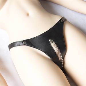 leather panty sex - Leather female chastity belt underwear restraint bondage crotchless panties  thong brief for erotic women adult sex