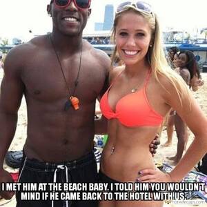 Beach Memes - Bull, Sexy Memes Hotwife Caption â„–14152: GF found her black bull on a beach