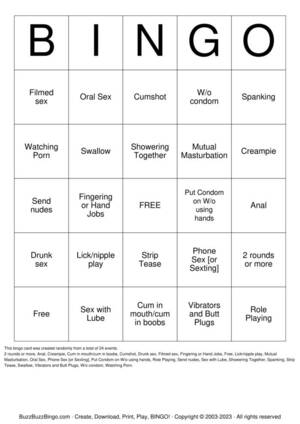 Ariana Grande Porn Creampie - Sex Act Bingo Bingo Cards to Download, Print and Customize!
