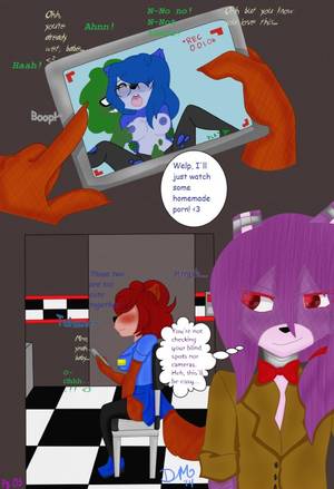 F Naf Chica Porn World - e621 anthro big_breasts blush bonnie_(fnaf) bow_tie breasts brown_fur  brown_shirt chair comic dim discordmelody