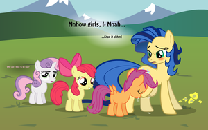 Mlp Breastfeeding Porn - 159114 - questionable, artist:kajio, apple bloom, scootaloo, sweetie belle,  oc, oc:milky way, earth pony, pegasus, pony, unicorn, g4, big crotchboobs,  blushing, breastfeeding, canon x oc, crotchboobs, cutie mark crusaders,  female, filly, foal,